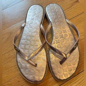 COACH Metallic Rose Gold Women's Thong Sandals